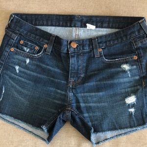 J.crew 3” dark wash destructed denim shorts